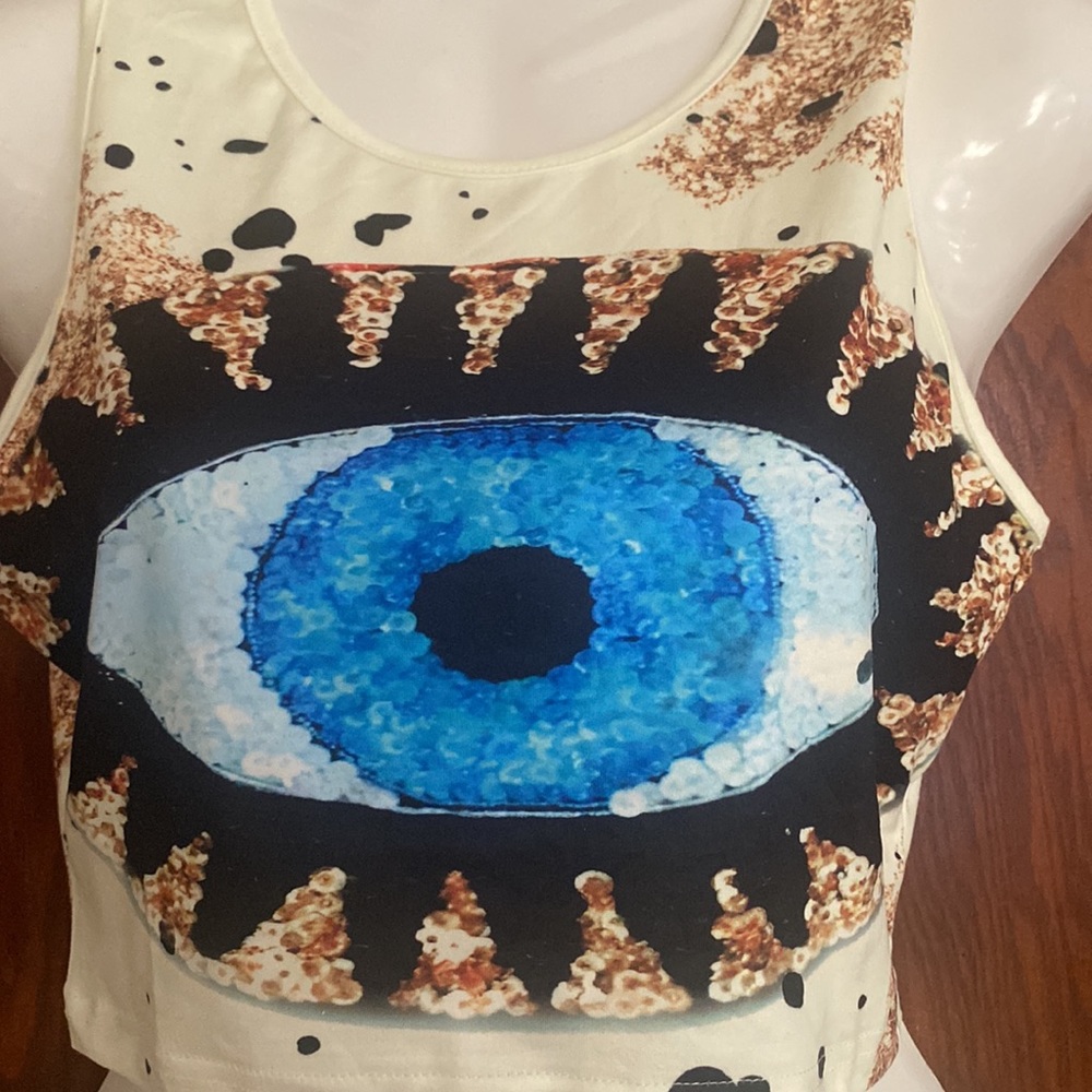 NWT-EVIL EYE Print Crop Tank Top! - Picture 3 of 6